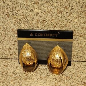 Coronet Gold Clip-On Earrings